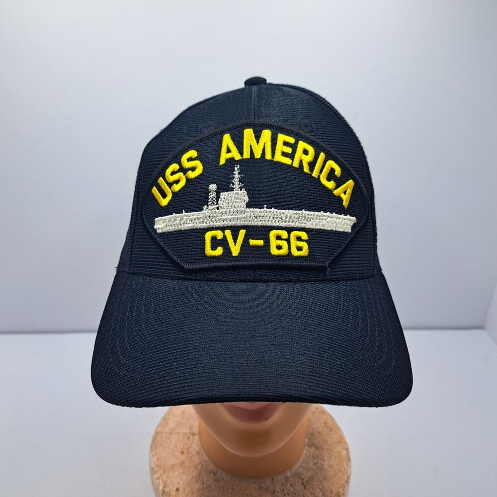 Eagle Crest USS America CV-66 Ship Navy Snapback Hat Men's Adjustable Blue USA